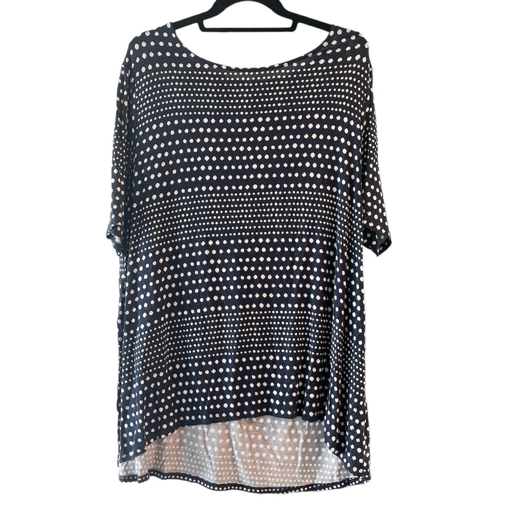 Chicos 3 Blue Navy Polkadot Top